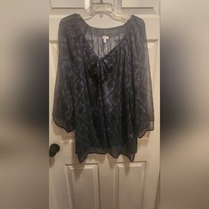 Fashion Bug Navy Sheer Blouse